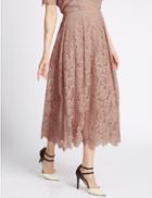 Marks & Spencer Cotton Blend Lace A-line Skirt Blush