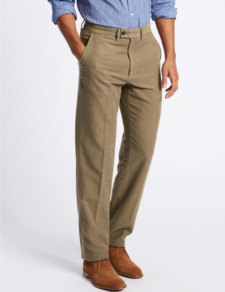 Marks & Spencer Regular Fit Moleskin Trousers Mole