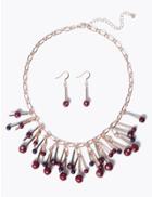 Marks & Spencer Stick Bead Necklace & Earrings Set Purple Mix