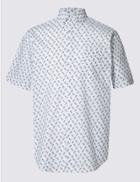 Marks & Spencer Pure Cotton Printed Shirt With Pocket White Mix