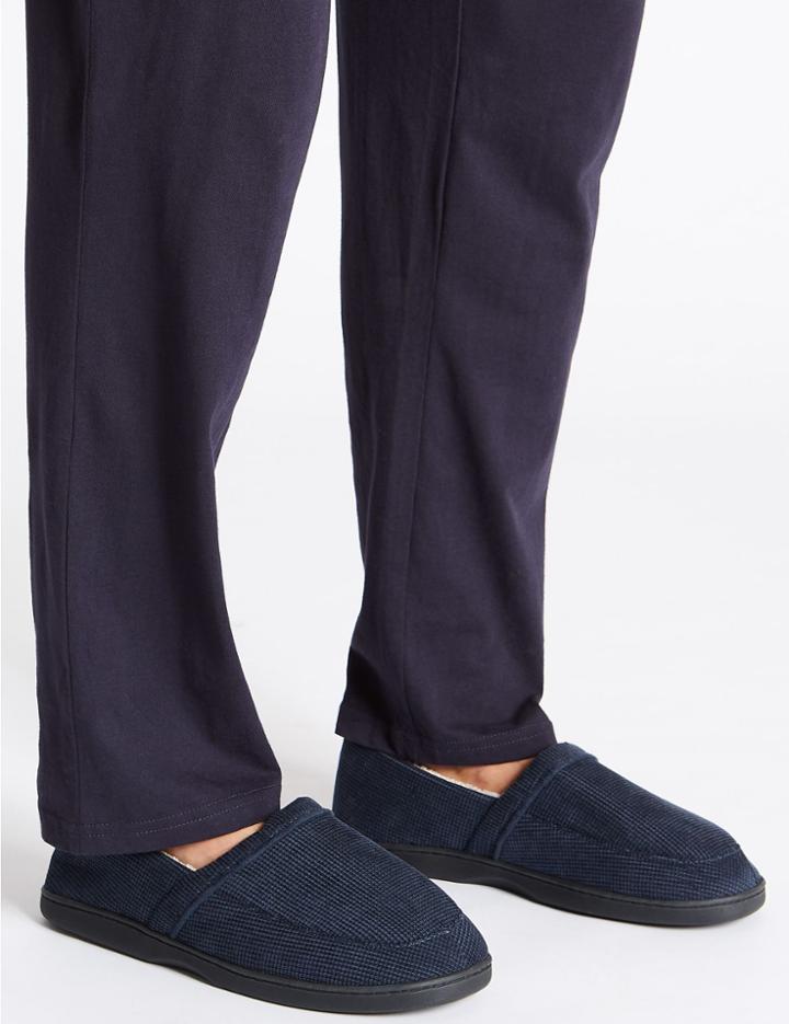 Marks & Spencer Waffle Slip-on Slippers With Thinsulate™ Navy