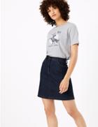Marks & Spencer Denim A-line Mini Skirt Indigo