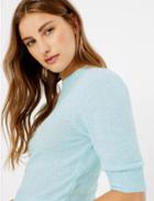 Marks & Spencer Cotton Rich Textured Boucle Round Neck Top Sky