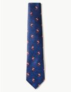 Marks & Spencer Pure Silk Carp Print Tie Blue Mix