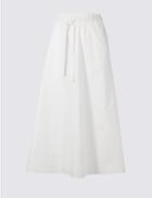 Marks & Spencer Pure Cotton Tie Waist A-line Midi Skirt Soft White
