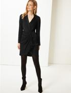 Marks & Spencer Animal Print Long Sleeve Wrap Mini Dress Black
