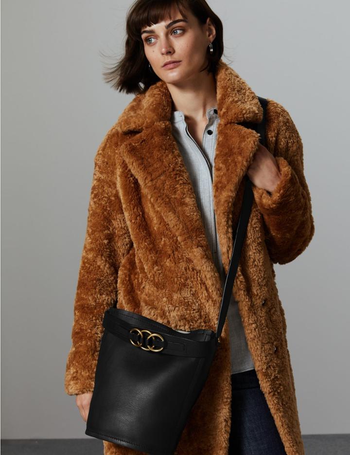 Marks & Spencer Leather Ring Cross Body Bag Black