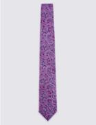 Marks & Spencer Pure Silk Floral Tie Fuchsia Mix