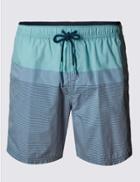 Marks & Spencer Quick Dry Striped Swim Shorts Aqua Mix