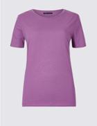 Marks & Spencer Pure Cotton Crew Neck T-shirt Dark Lilac