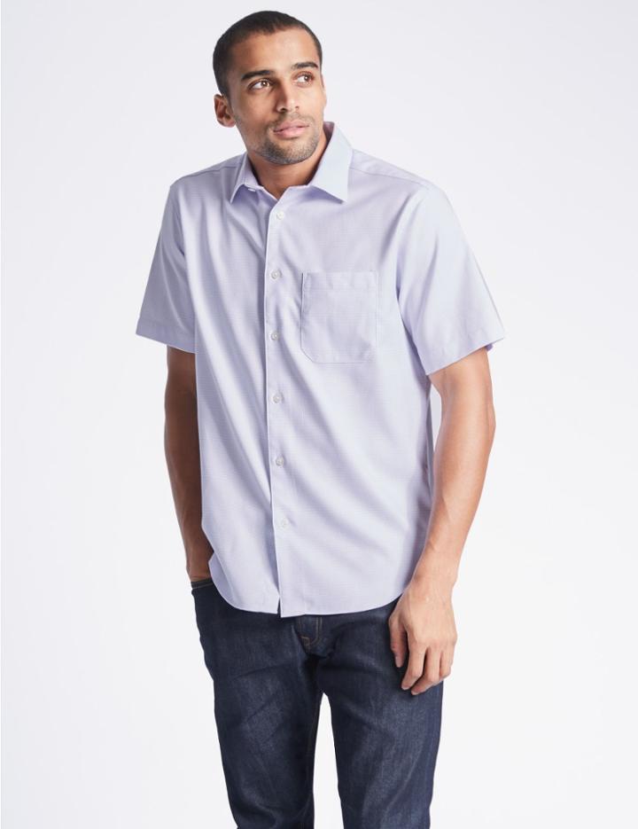 Marks & Spencer Pure Cotton Textured Shirt With Pocket Pink