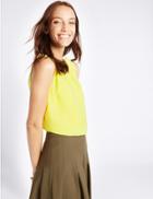 Marks & Spencer Pleated Round Neck Vest Top Lime