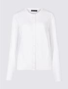 Marks & Spencer Pure Cotton Round Neck Long Sleeve Cardigan Soft White