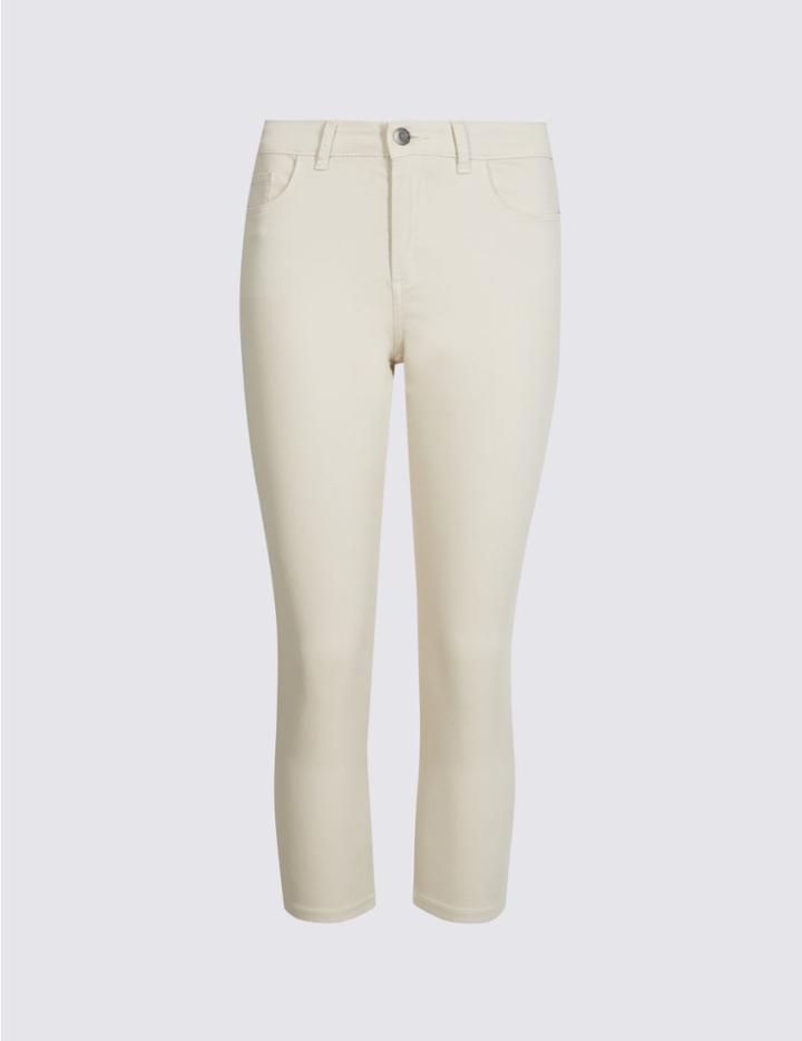 Marks & Spencer Mid Rise Super Skinny Leg Cropped Jeans Natural