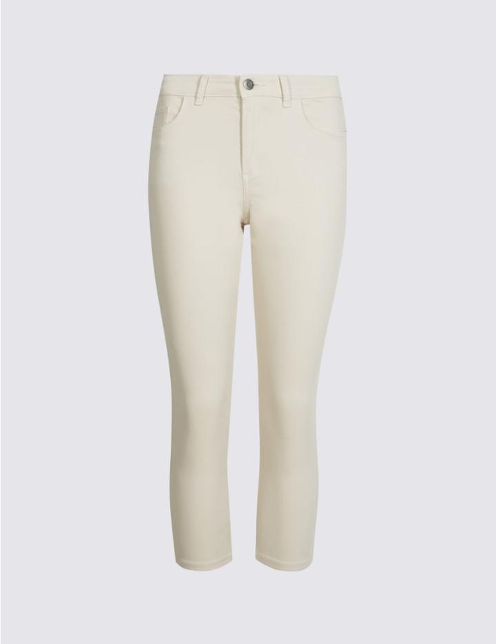 Marks & Spencer Mid Rise Super Skinny Leg Cropped Jeans Natural