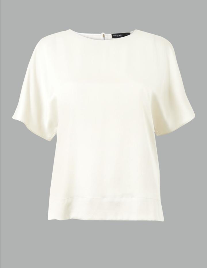 Marks & Spencer Silk Relaxed Fit Shell Top Ecru