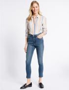Marks & Spencer Split Hem High Rise Skinny Leg Jeans Dark Indigo