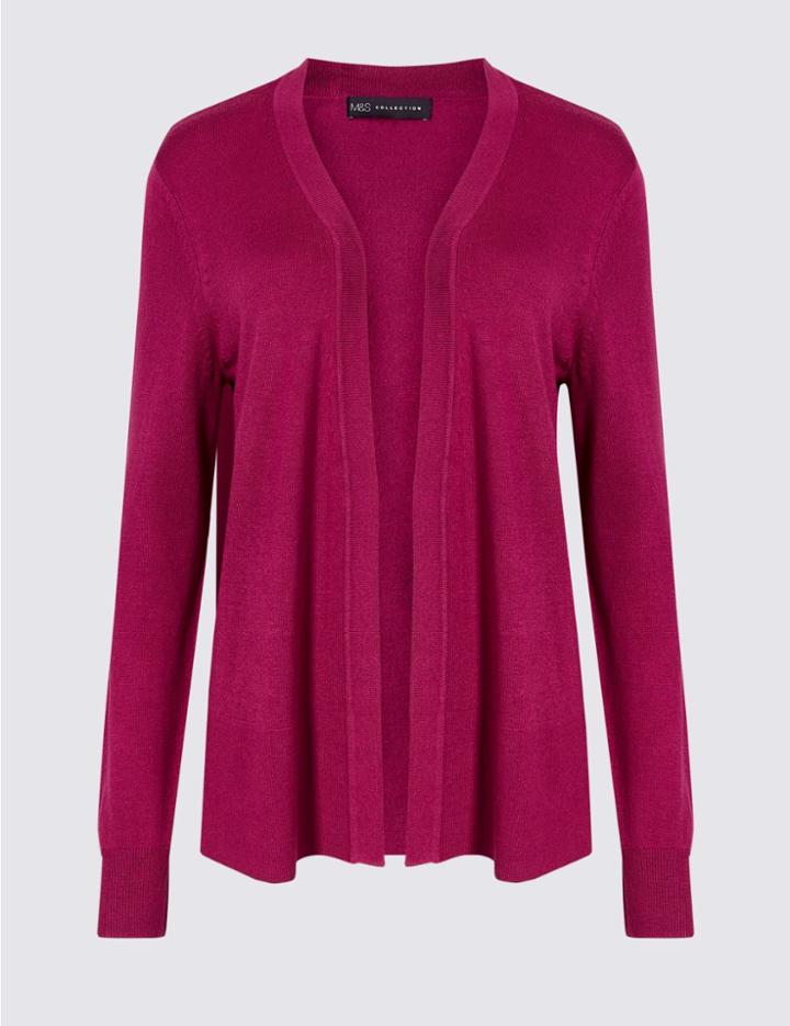 Marks & Spencer Open Front Long Sleeve Cardigan Magenta