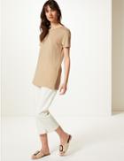 Marks & Spencer Textured Longline Short Sleeve Tunic Tan