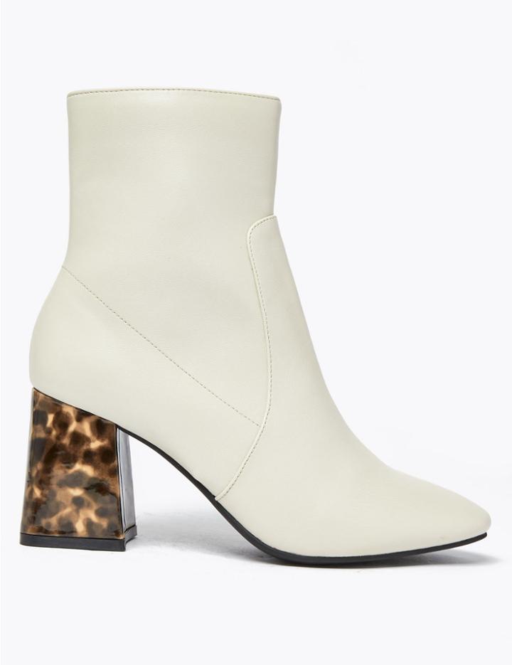 Marks & Spencer Flared Block Heel Ankle Boots White