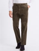 Marks & Spencer Tailored Fit Cotton Rich Corduroy Trousers Light Mole