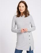 Marks & Spencer Longline Knitted Long Sleeve Tunic Grey Marl