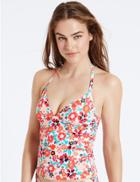 Marks & Spencer Floral Print Plunge Tankini Top White Mix