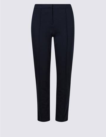 Marks & Spencer Slim Leg Flat Front Trousers Navy