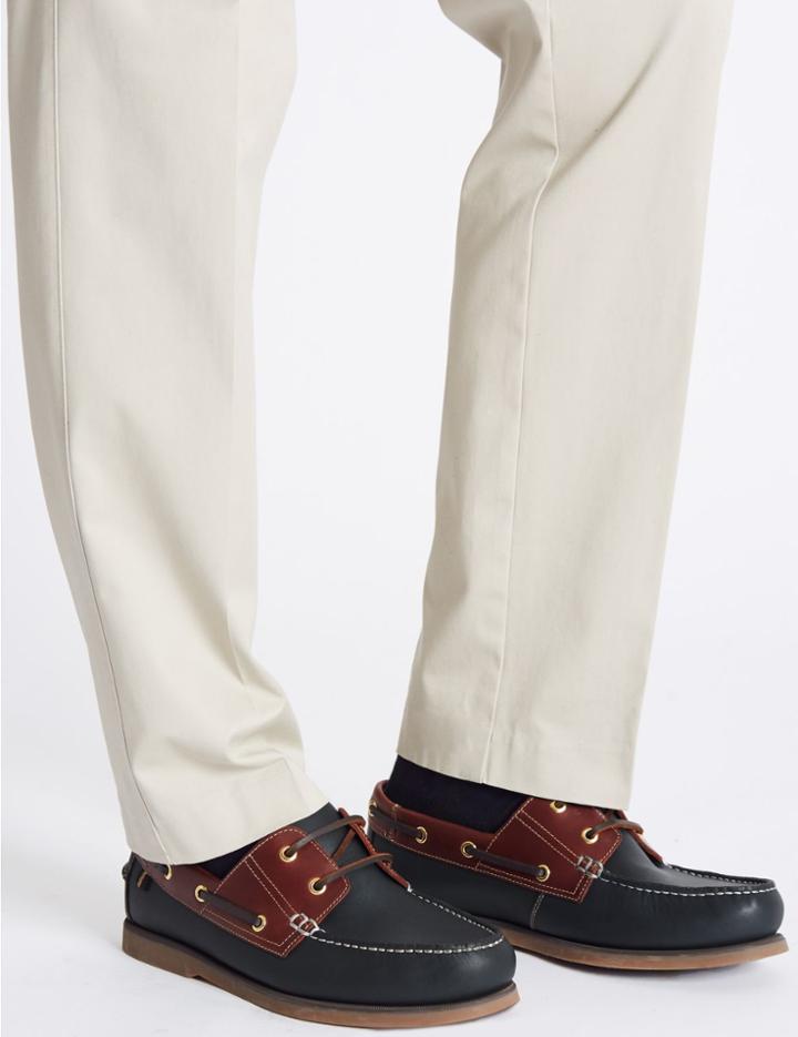 Marks & Spencer Extra Wide Fit Leather Lace-up Boat Shoes Navy Mix