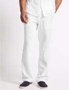 Marks & Spencer Regular Fit Linen Rich Trousers White