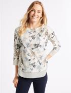 Marks & Spencer Textured Round Neck Long Sleeve Top Ivory Mix