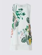 Marks & Spencer Floral Print Dipped Hem Sleeveless Tunic Ivory Mix