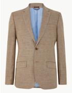 Marks & Spencer Pure Linen Checked Jacket Neutral