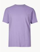 Marks & Spencer Regular Fit Pure Cotton Crew Neck T-shirt Lilac