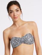 Marks & Spencer Printed Non-wired Bandeau Bikini Top Black Mix