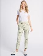 Marks & Spencer Cotton Blend Floral Ankle Grazer Trousers Multi/neutral