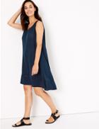 Marks & Spencer Crinkle Sleeveless Relaxed Beach Dress Navy