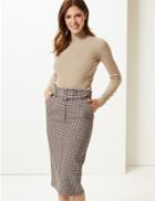 Marks & Spencer Checked Pencil Skirt Natural Mix
