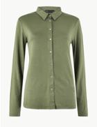 Marks & Spencer Long Sleeve Mercerised Shirt Hunter Green
