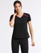 Marks & Spencer Active Cotton Rich Short Sleeve Top Black Mix