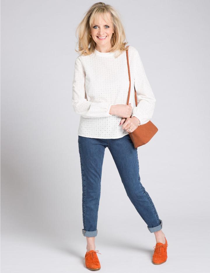 Marks & Spencer Pure Cotton High Neck Long Sleeve Tunic Cream