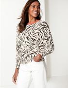 Marks & Spencer Linen Blend Animal Print Jumper Oatmeal Mix
