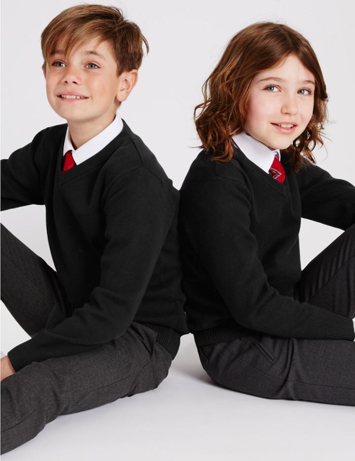 Marks & Spencer Unisex Cotton Rich Jumper Black