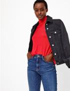 Marks & Spencer Turtle Neck Relaxed Fit Top Bright Red