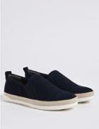 Marks & Spencer Wide Fit Suede Rope Detail Trainers Navy