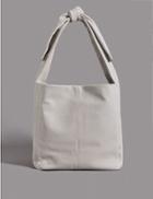 Marks & Spencer Leather Knot Handle Messenger Bag Grey/white