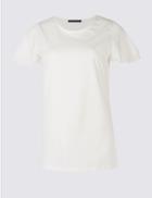 Marks & Spencer Pure Cotton Flutter Sleeve T-shirt Ivory