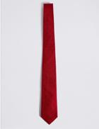 Marks & Spencer Pure Silk Textured Spotted Tie Red