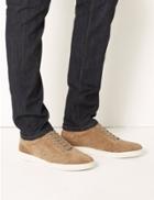Marks & Spencer Suede Leather Lace-up Trainers Stone