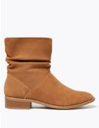 Marks & Spencer Suede Slouchy Ankle Boots Tan